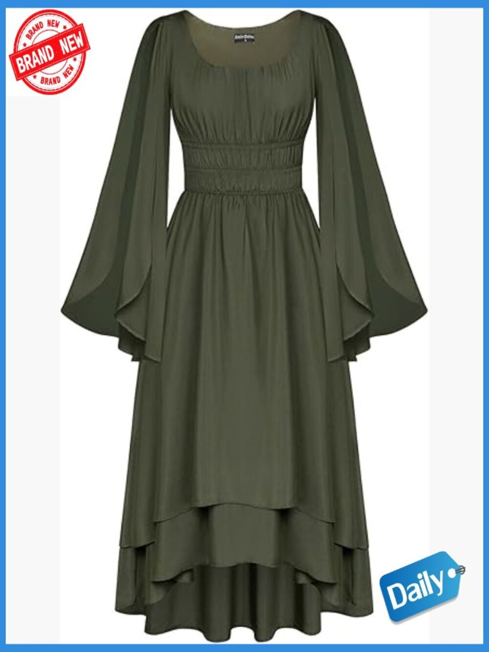 Renaissance Costume Split Bell Sleeve High Low Dress Womens